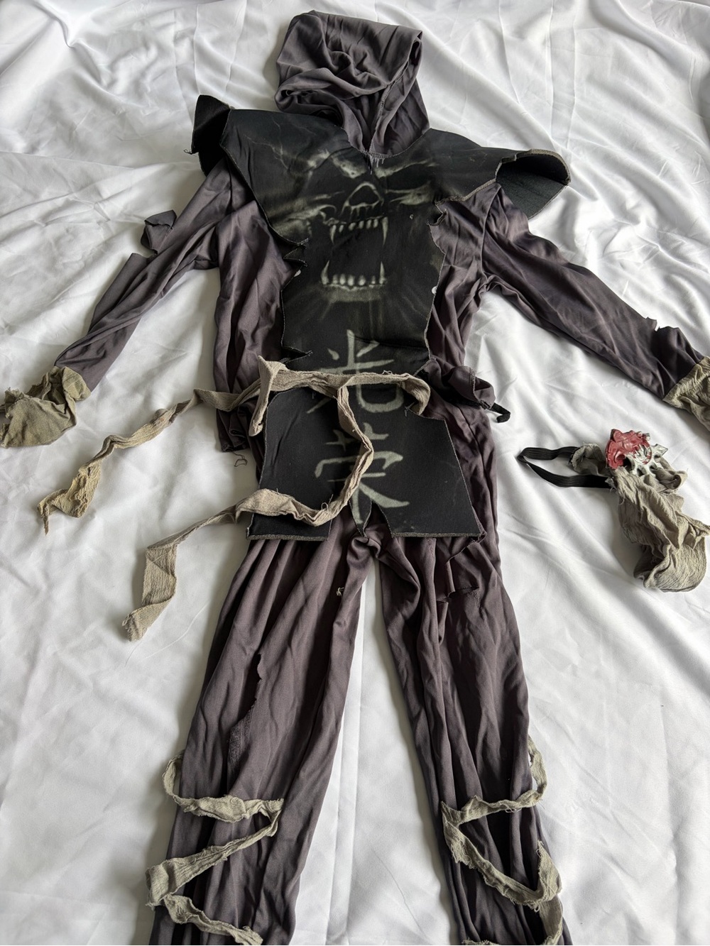 Kids Zombie Ninja Costume with Hood - Black/Grey